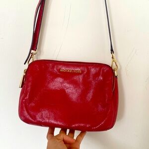Michael Kors leather red crossbody bag